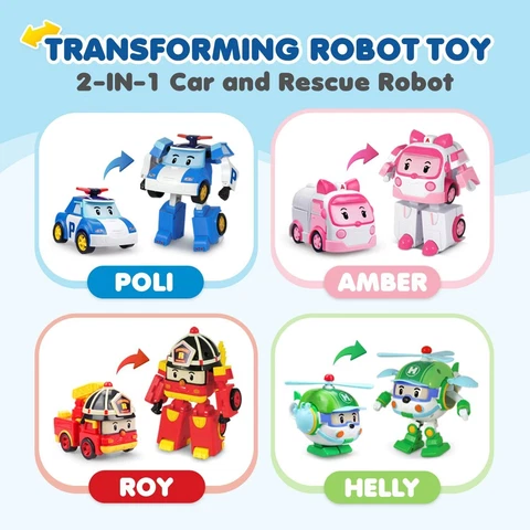 6Pcs Transforming Action Figures Deformation Car 4" Robot Gift Kid Assembly Toys Cover