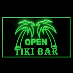 170010 ABIERTO Tiki Bar Pub Plam Árbol Móvil Fiesta Pantalla LED Luz Letrero de Neón - Imagen 1 de 1