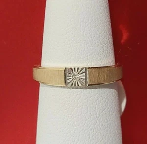 Vintage massiver 14K Gelbgold Diamant Bandring Größe 5,75 - Bild 1 von 12