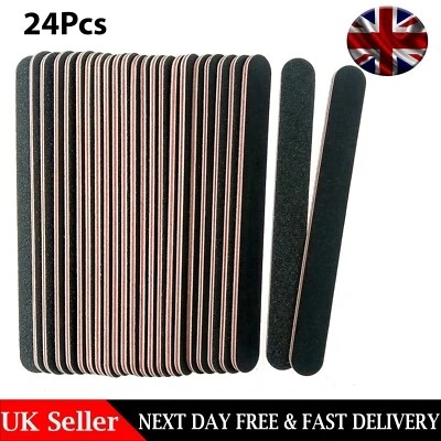 ZHIYE Professional Black 24Pcs Nail Files Double Sided Emery Board 180/240 Grit - Image 1 of 3