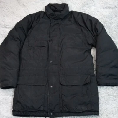 Vintage Eddie Bauer Jacket Mens S Black Coat Goose Down Parka Outdoors Pockets - Image 1 of 4