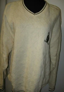 Knightsbridge, suéter para hombre, marfil, cuello en V, escudo con logotipo de golf, EE. UU., mezcla de algodón, L - Imagen 1 de 3