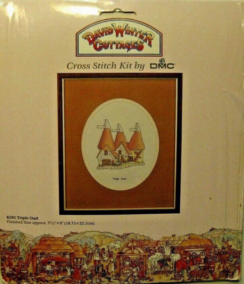 Kit de punto de cruz contado por DMC David Winter Cottages - Triple Oast - 7,5"x9" NUEVO Foto 1 de 4