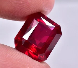 17.85 Ct Natural Certified Blood Red Ruby Tanzania Radiant Cut Loose Gemstone - Picture 1 of 6