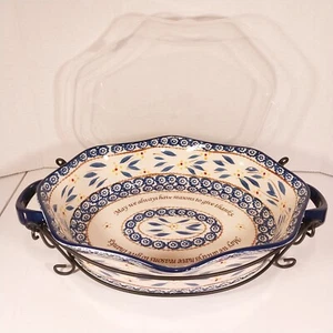 Temp-tations by Tara Blue Old World 3qt Scalloped Casserole Dish w/ Lid & Stand - Picture 1 of 20