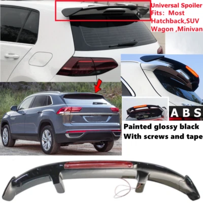 Universal Gloss Black Rear Roof Spoiler Wing w/Light For VW Atlas Cross Sport - Image 1 of 4
