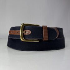 Tommy Hilfiger Blue Denim & Brown Leather Dress Belt - Men's Size 44/110