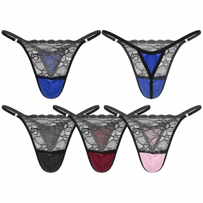 Herren Sissy Satin G-string Spitze Jockstrap Höschen T-back Thong Unterwäsche - Bild 1 von 2