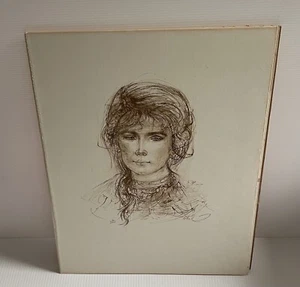 Arte litográfico Edna Hibel "Retrato de una niña" firmado a mano edición limitada - Imagen 1 de 6
