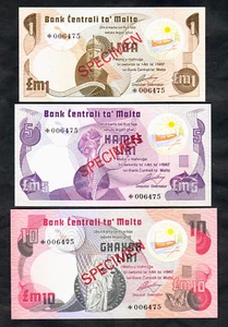 MALTA P-CS1. (1979) 3 Piece SPECIMEN Set - 1, 5 & 10 Lira.. UNC - Picture 1 of 2