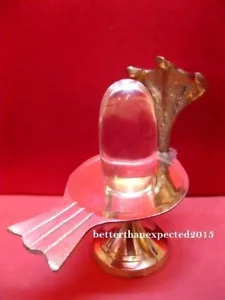 NATURAL SPHATIK CRYSTAL SHIVLING BANLING & BRASS STAND LORD SHIVA LINGAM PUJA - Picture 1 of 4