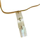 Vintage Mother Of Pearl Shell Lariat Necklace 3-drop Pendant On Leather Strap