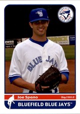2012 Bluefield Blue Jays Grandstand 34 Joe Spano Verona New Jersey Baseball Card