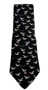 Museum Artifacts All Silk “It’s A Girl” Black Tie W/ Storks Carrying Pink - Picture 1 of 7