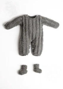 KNITTING PATTERN copy unisex Baby romper & bootees aran yarn 0-3, 6 & 9mnth #1 - Picture 1 of 2