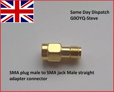 SMA plug male to SMA jack male straight adapter connector - Image 1 of 4