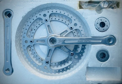 Juego de manivela Sugino Super Mighty NUEVO reluciente 170 anillos tapas BB RARO Foto 1 de 4