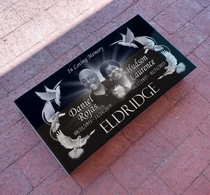 12x24x0.45 inch Human Headstone, Tombstone, Grave Marker, Diamond Engraved - Picture 1 of 24