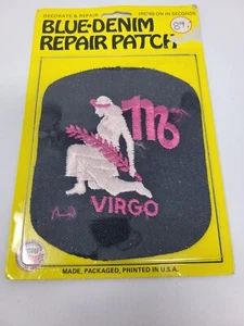 Vintage VIRGO Blue Denim Repair Patch Made in USA Rainbow Novelty Iron On - Picture 1 of 3