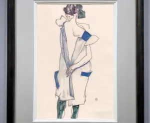 Egon Schiele Drawing Female Portrait Sketch Expressionism Austrian Fashion - Picture 1 of 3