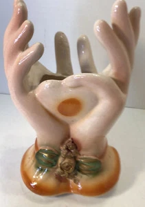 antique hand planter,1930’s, about 8 inches tall. Holding heart - Picture 1 of 12