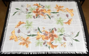 Handarbeit Blumen Kreuzstich Überwurf Decke Afghanische Tischdecke Herbst Blätter 42x54 - Bild 1 von 22