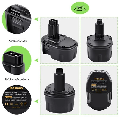 TECMANA 14.4V 5.0AH Battery for Dewalt DC9091 DC9094 DE9091 DE9038 DW9038 DE9502 DE9094