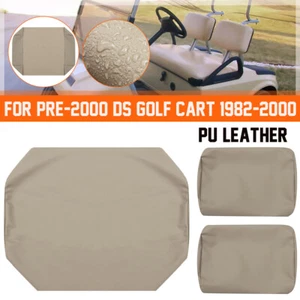 3X Club Car Front Seat Cover Beige Leather For PRE-2000 DS Golf Cart 1982-2000 - Picture 1 of 9