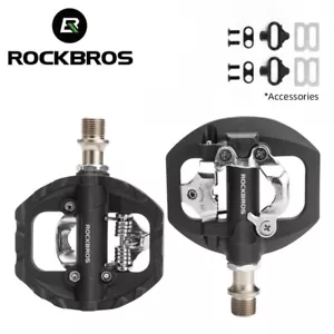 ROCKBROS Cleats Pedal MTB Self-Lock Pedals with Clips SPD Aluminum Alloy Pedal - Picture 1 of 9