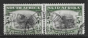 SOUTH AFRICA SG122b 1954 5/= BLACK & DEEP YELLOW-GREEN USED - Picture 1 of 1