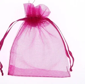 Sacchetti regalo organza fucsia sacchetti gioielli - 10 pezzi bomboniera festa matrimonio 4"x 3" - Foto 1 di 2