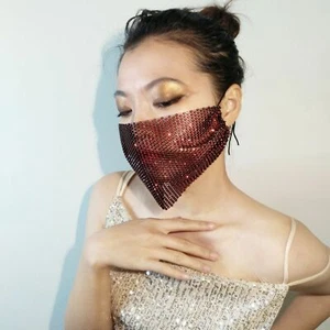 Glitter Crystal Mouth Face Mask for Women Decorative Rhinestone Body Jewelry - Picture 1 of 29