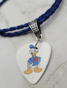 Donald Duck Guitar Pick Necklace on Blue Braided Cord - Picture 1 of 2