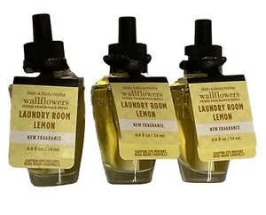 x3 Bath & Body Works Wallflower Plug In Bulb Refill Laundry Room Lemon