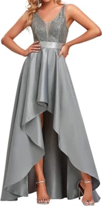 Ever-Pretty Damen V-Ausschnitt elegant A Line hochniedrig Empire Taille Abschlussballkleid: UK 8 - Bild 1 von 6