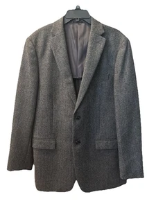 Chaqueta Blazer Abrigo Deportivo Lauren Ralph Lauren 42L Gris Oscuro Tweed 100% Lana 2Btn - Imagen 1 de 23