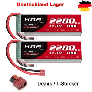 2X HRB 11,1V 3S 2200mAh Dean T Lipo Akku für RC Heli Aeroplane Jet RC Car Boat - Bild 1 von 7