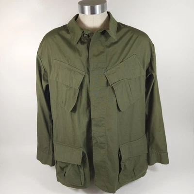 Vtg 1960's OG 107 Rip Stop Poplin Slant Pocket Coat Large Regular Vietnam War - Image 1 of 4