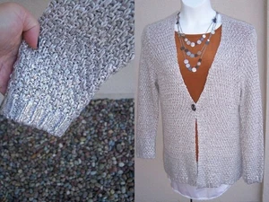 Coldwater Creek NUEVO Cárdigan Suéter Talla XL 16 VACACIONES NAVIDAD Plata Ombre Topper - Imagen 1 de 11