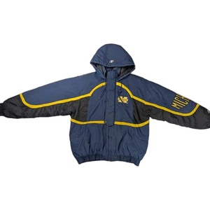 Vintage 90's Logo Athletic Michigan Wolverines Full Zip Puffer Jacket Size L - Picture 1 of 20