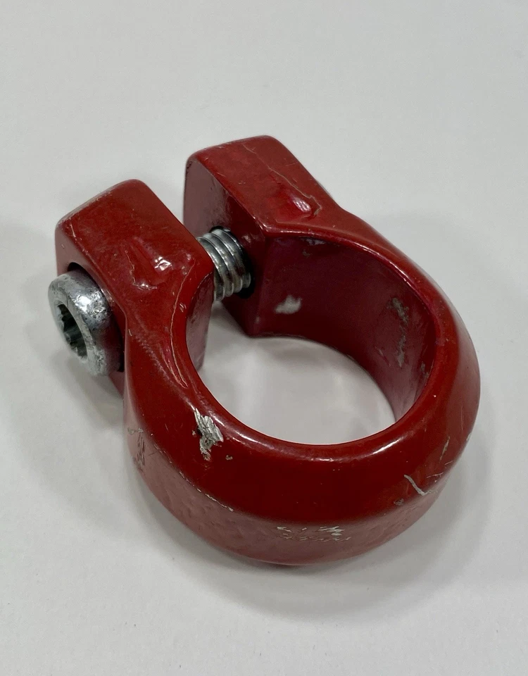 Abrazadera de tija de sillín Schwinn Predator 1988 forma libre roja anillo de tija de sillín BMX de la vieja escuela Foto 1 de 4