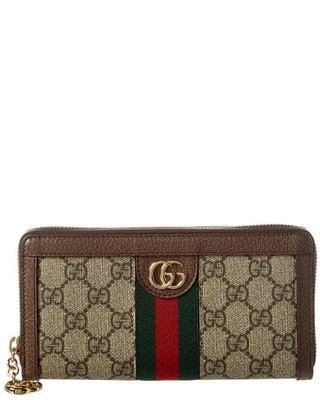 Бумажник женский Gucci Ophidia Gg Supreme холщовый и кожаный на молнии вокруг Os - Изображение 1 из 3