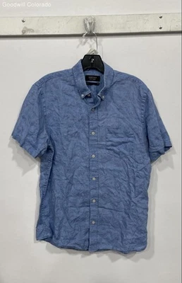 Nordstrom Mens Blue Trim Fit Short Sleeve Collared Button-Up Shirt Size Medium - Image 1 of 4