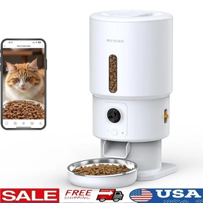 Alimentador automático para gatos con cámara 1080P visión nocturna WiFi control de aplicaciones audio bidireccional Foto 1 de 4