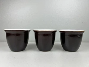 3 - Vintage USA Stamped Dark Brown Custard Cups Ramekins Unbranded - Picture 1 of 18