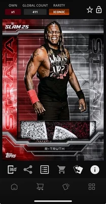 DIGITAL TOPPS WWE SLAM R-Truth STRATA 25 ICONIC RED RELIC Read - Image 1 of 3