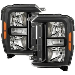 For Ford F-350 Super Duty 23-24 Driver & Passenger Side Black Euro Headlights - Picture 1 of 10