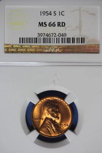 1954 S- NGC 1C MS66RD LINCOLN WHEAT CENT #B50541 - Picture 1 of 2