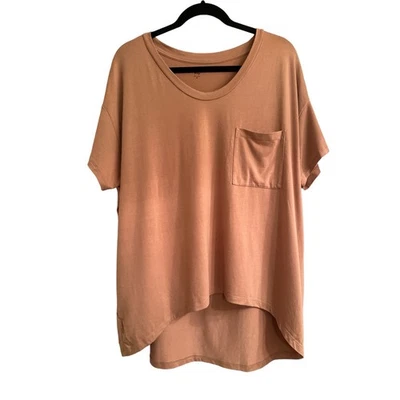 Pijama Top Ann Taylor LOFT Para Mujer Dormir Manga Corta Dobladillo Alto-Bajo Talla M Tostado Foto 1 de 4