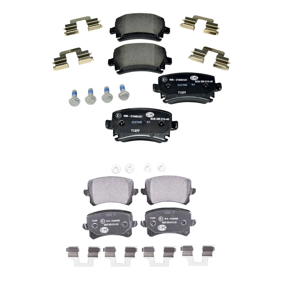 Kit de pastillas de freno de disco delanteras traseras bajas en metal Hella para Volkswagen CC Passat AWD FWD Foto 1 de 1